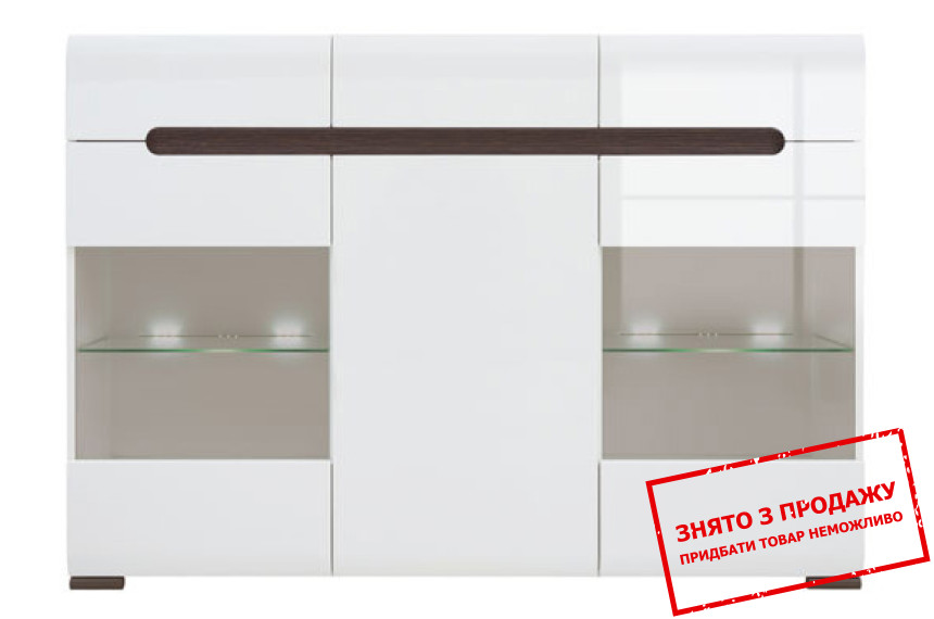 Тумба Ацтека KOM2W1D3S/10/15 N BRW (БРВ) 3-дверна з 3 шухлядами з підсвіткою Білий/білий глянець