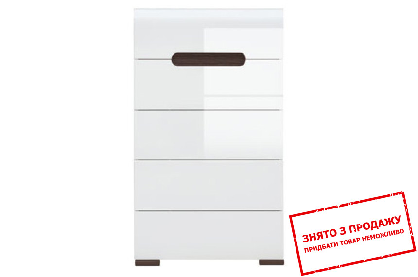 Комод Ацтека KOM5S/10/6 N BRW (БРВ) з 5 шухлядами Білий/білий глянець