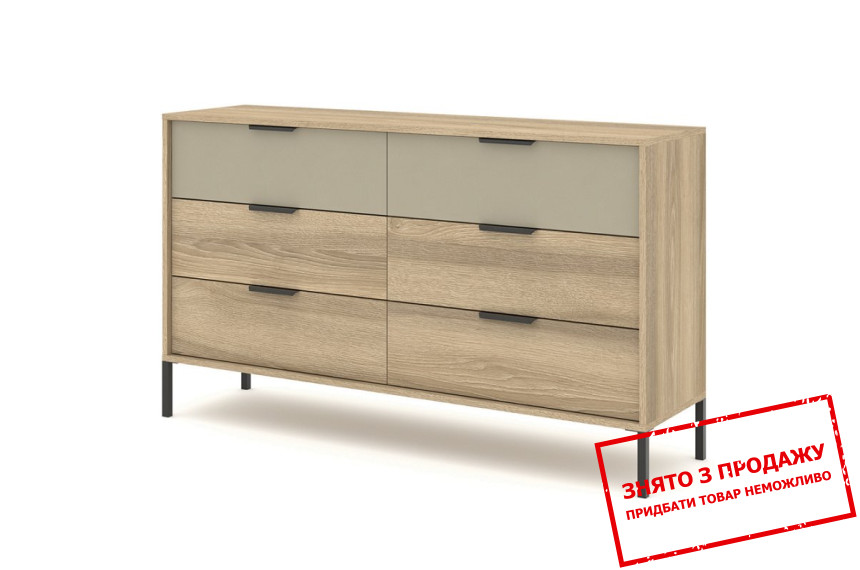 Комод Perfect Home Летто / Letto 6S/153 з 6 шухлядами Дуб терра темний/сірий кам'яний