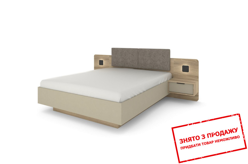 Ліжко (каркас) Perfect Home Летто / Letto 160 двоспальне з тумбами приліжковими та підсвіткою Дуб терра темний/сірий кам'яний