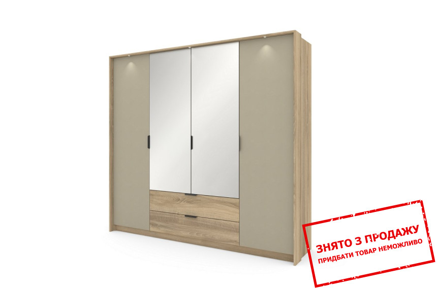Шафа для одягу Perfect Home Летто / Letto 4D2S/220 4-дверна Дуб терра темний/сірий кам'яний