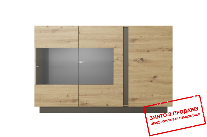 Комод з вітриною Perfect Home Арко / Arco 3-дверний 3D2W/138 Дуб артизан/графіт