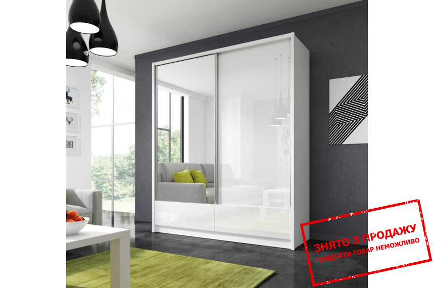 Шафа-купе Perfect Home Арія I / Aria I 180 2-дверна з дзеркалом Білий/білий глянець