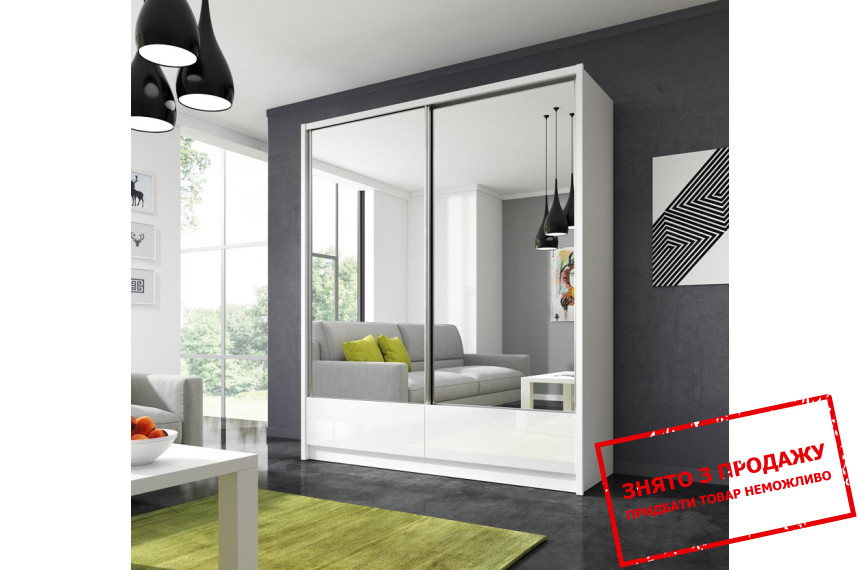 Шафа-купе Perfect Home Арія II / Aria II 180 2-дверна з дзеркалом Білий/білий глянець