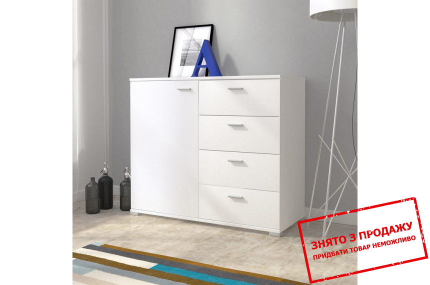 Комод ЕУ / EU Perfect Home 100 1-дверний з 4 шухлядами Білий