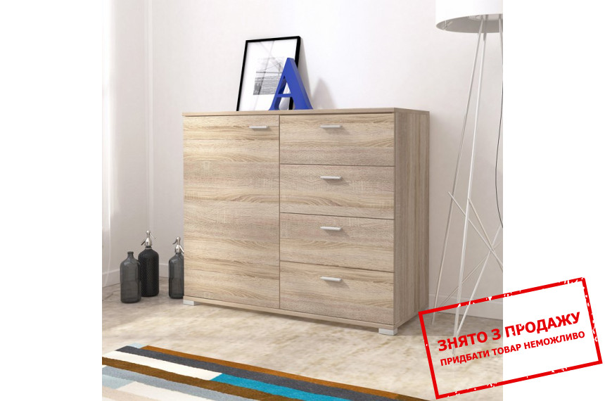 Комод ЕУ / EU Perfect Home 100 1-дверний з 4 шухлядами Дуб сонома