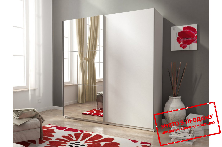 Шафа-купе Perfect Home Міка II / Mika II 200 2-дверна з дзеркалом Білий