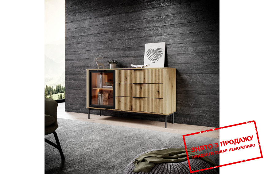 Комод з підсвіткою Perfect Home Вілсон / Wilson 1-дверний з 3 шухлядами 1D3S/138 Дуб евок