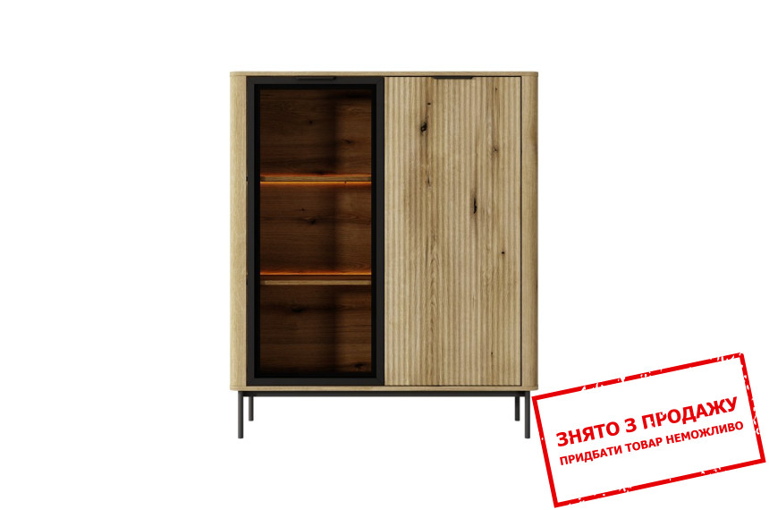 Вітрина низька з підсвіткою Perfect Home Вілсон / Wilson 2-дверна 1D1W/113 Дуб евок
