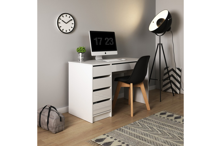 Стіл туалетний письмовий Perfect Home Ада / Ada 5S/120 з 5 шухядами Білий глянець