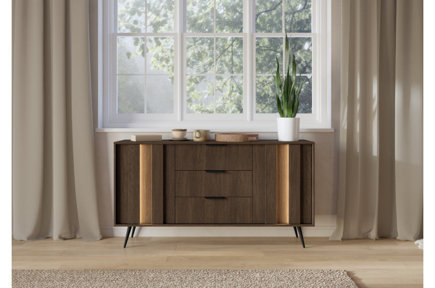 Комод з підсвіткою Perfect Home Амаро / Amaro 2D3S/153 2-дверний з 3 шухлядами Дуб дунін