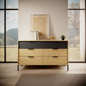 Комод Perfect Home Балтик / Baltic 6S/138 з 6 шухлядами Дуб балтик/чорний