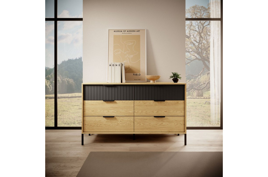Комод Perfect Home Балтик / Baltic 6S/138 з 6 шухлядами Дуб балтик/чорний