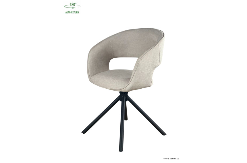 Стілець/крісло для туалетного столика поворотне на 180 з автоповерненням HOLLY Perfect Home Україна Беж Davis Verita 03