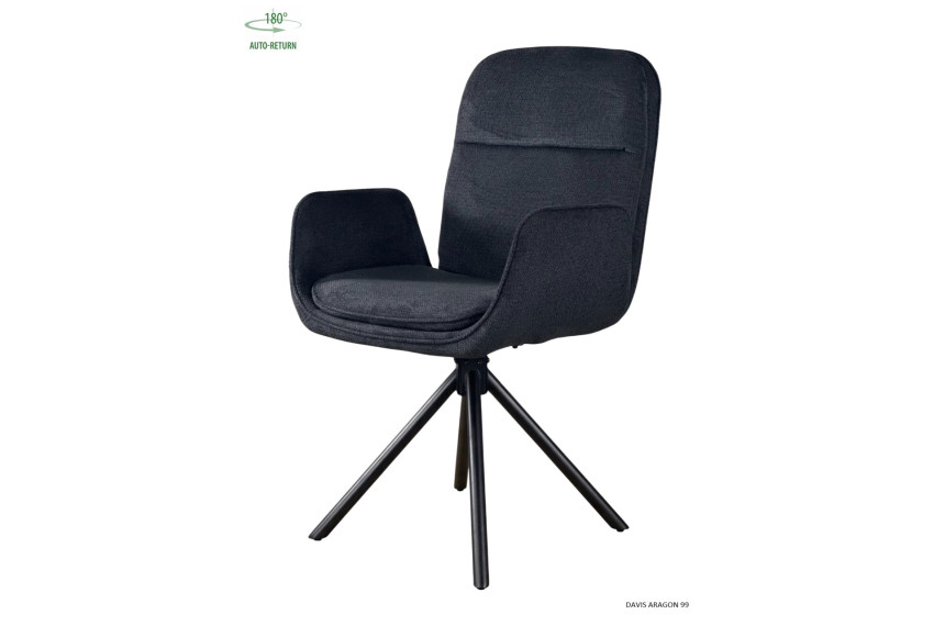 Стілець/крісло для туалетного столика поворотне на 180 з автоповерненням INES Perfect Home Україна Чорний Davis Aragon 99