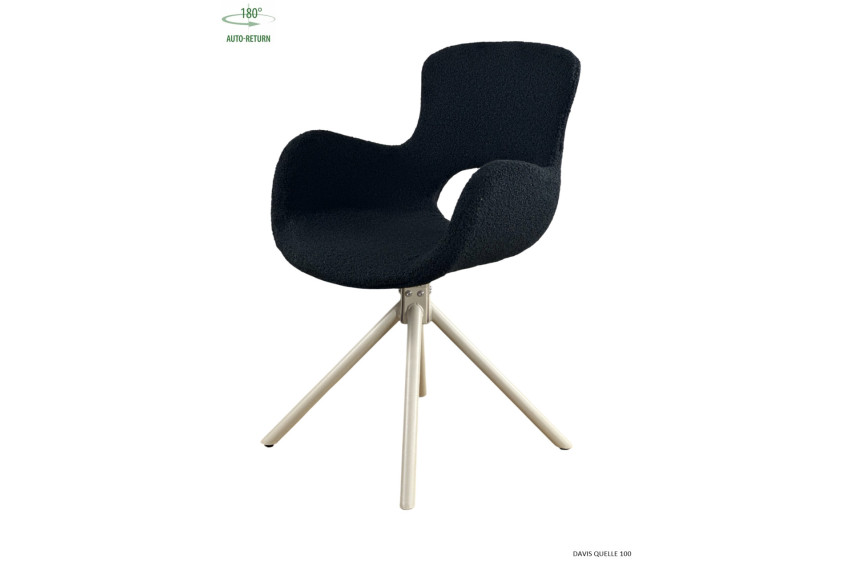 Стілець/крісло для туалетного столика поворотне на 180 з автоповерненням MIYA Perfect Home Україна Чорний Davis Quelle 100