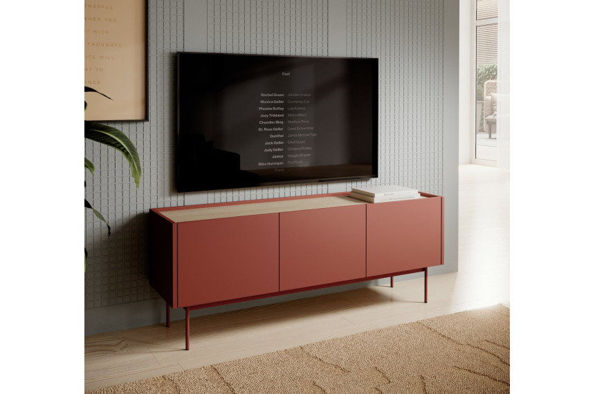 Тумба під ТВ Perfect Home Колор / Color RTV144 3-дверна Керамік ред
