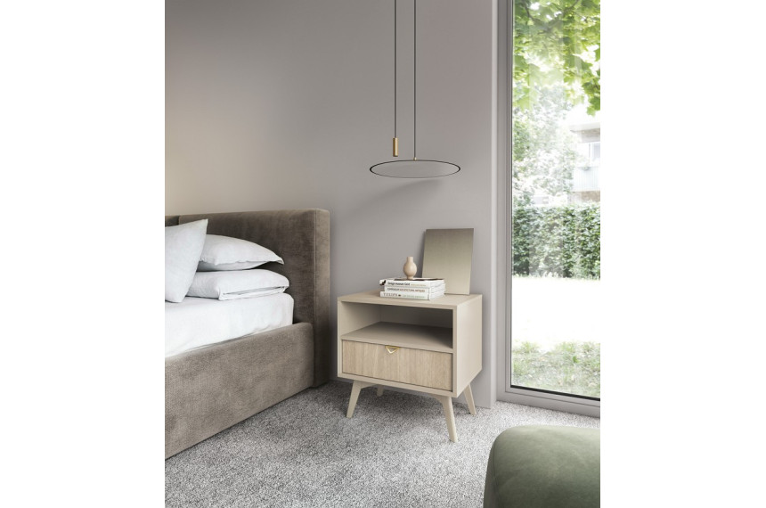 Тумба приліжкова Perfect Home Форест / Forest S54 з 1 шухлядою Беж пісочний/ялиця сканді