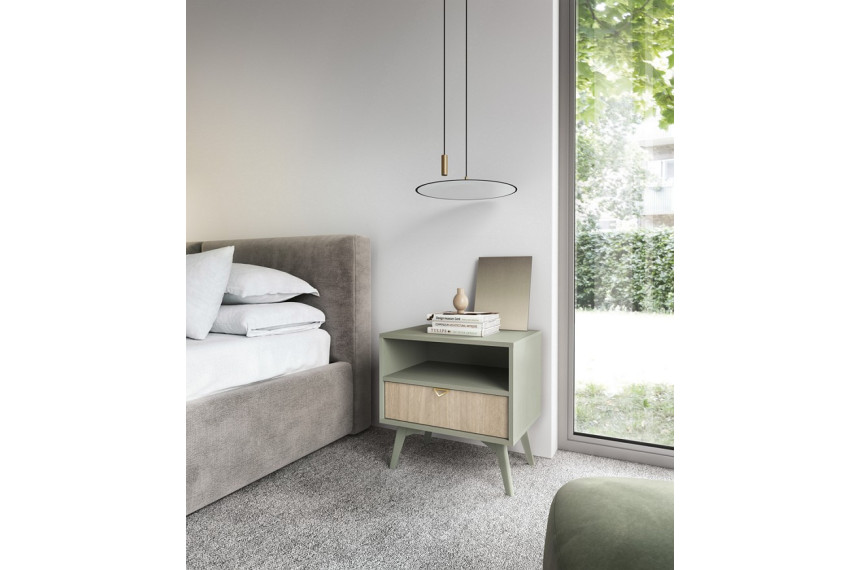 Тумба приліжкова Perfect Home Форест / Forest S54 з 1 шухлядою Евкаліпт/ялиця сканді