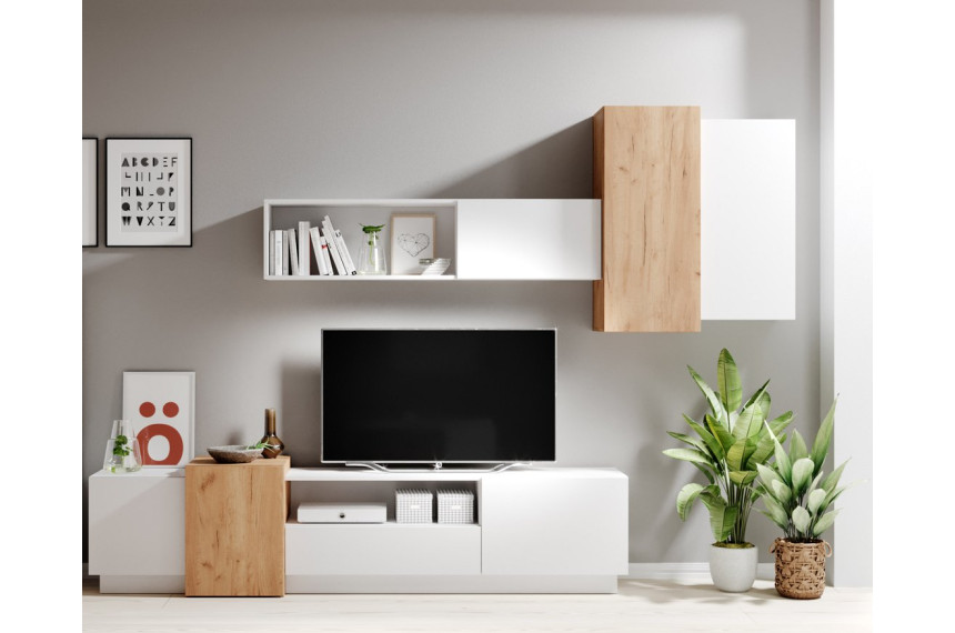 Стінка Perfect Home 3Д / 3D Білий/дуб крафт золотий