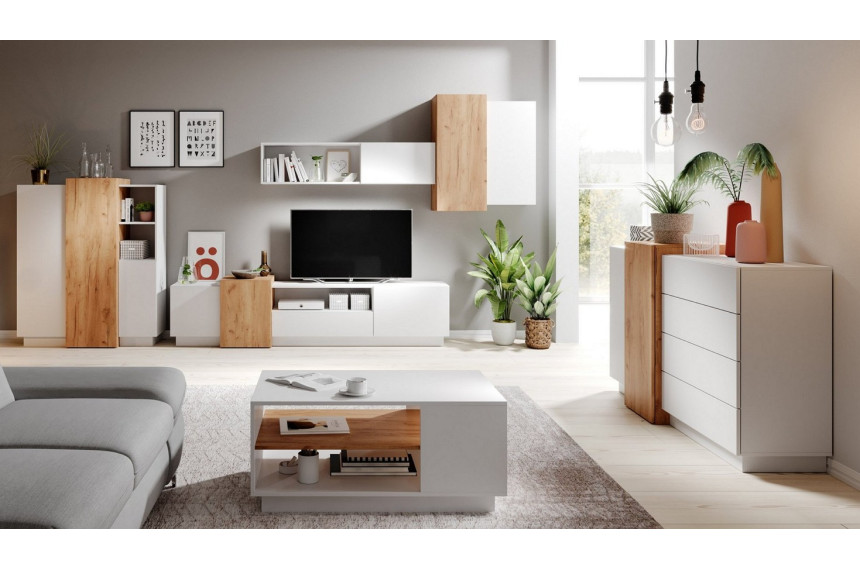 Стінка Perfect Home 3Д / 3D A Білий/дуб крафт золотий
