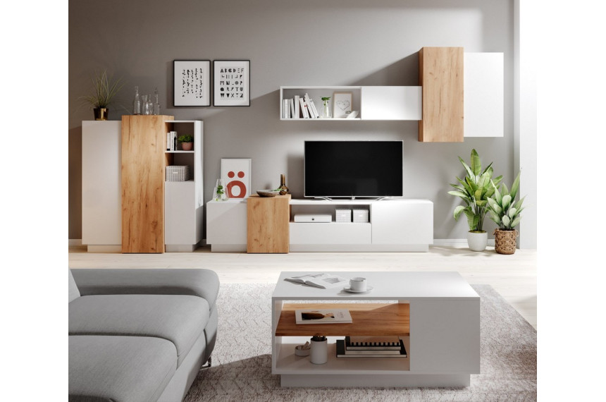 Стінка Perfect Home 3Д / 3D B Білий/дуб крафт золотий