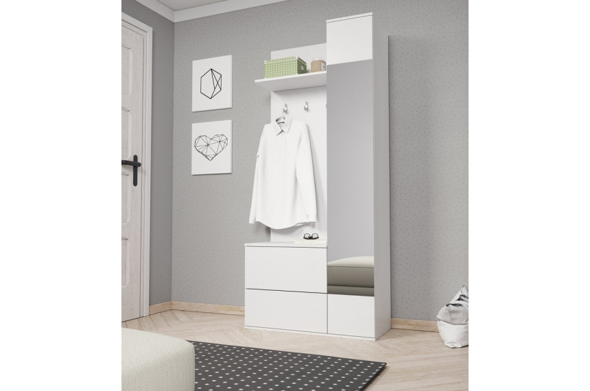 Передпокій з дзеркалом Perfect Home Грін / Green 3-дверний Білий