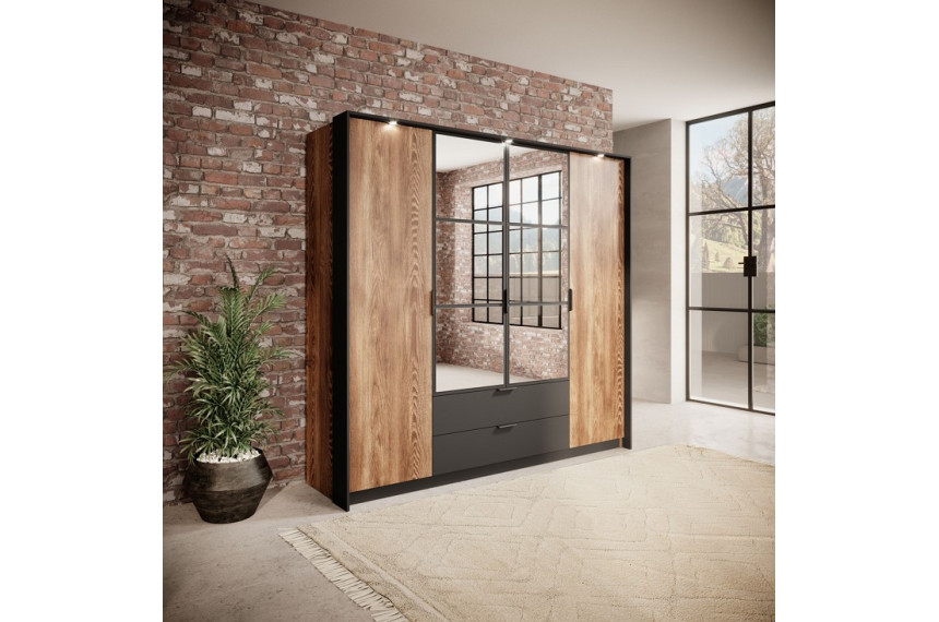 Шафа для одягу Perfect Home Мілтон / Milton 4-дверна з дзеркалом 4D2S/220 Каштан/антрацит