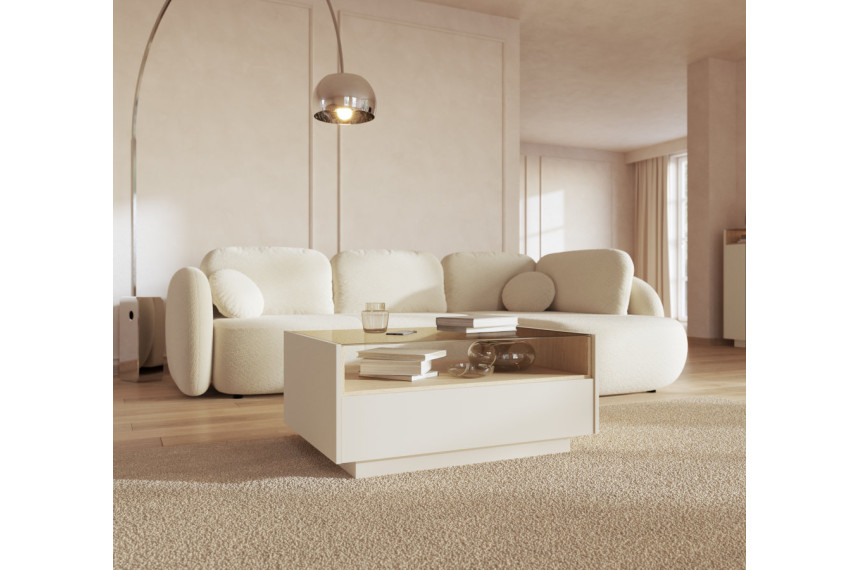 Стіл журнальний Perfect Home Хіро / Hiro 2S/96 з 2 шухлядами Беж/дуб кремона
