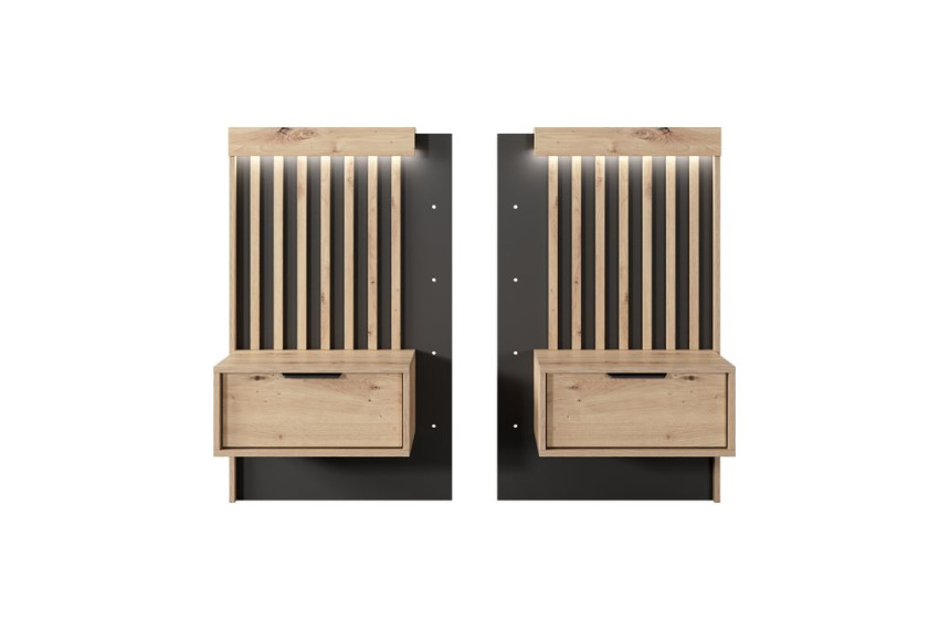 Тумби приліжкові 2 шт. Perfect Home Таллі / Tally з 2 шухлядами 1S/51 Дуб артизан/антрацит