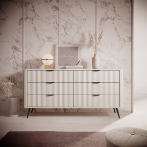 Комод Perfect Home Ланте / Lante з 6 шухлядами і чорними ніжками 6S/163 Беж