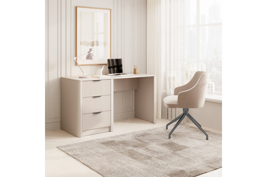 Стіл комп'ютерний, письмовий Perfect Home Ланте / Lante 3S/140 з 3 шухлядами і чорними ручами Беж