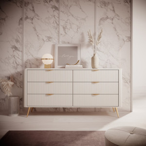Комод Perfect Home Ланте / Lante з 6 шухлядами і золотими ніжками 6S/163 Беж