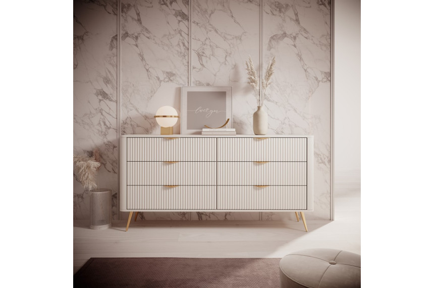 Комод Perfect Home Ланте / Lante з 6 шухлядами і золотими ніжками 6S/163 Беж