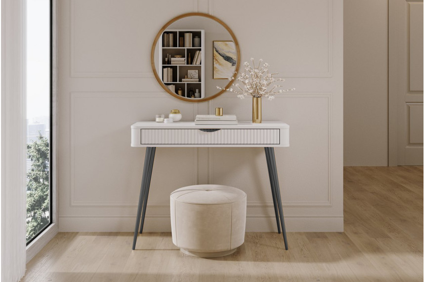 Стіл туалетний Perfect Home Ланте / Lante 1S/100 з 1 шухлядою і чорними ніжками Білий