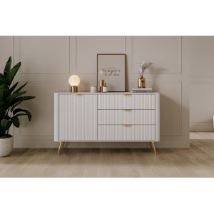 Комод Perfect Home Ланте / Lante 1-дверний з 3 шухлядами і золотими ніжками 1D3S/138 Білий