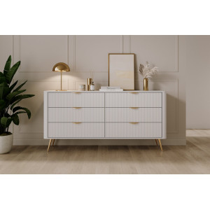 Комод Perfect Home Ланте / Lante з 6 шухлядами і золотими ніжками 6S/163 Білий