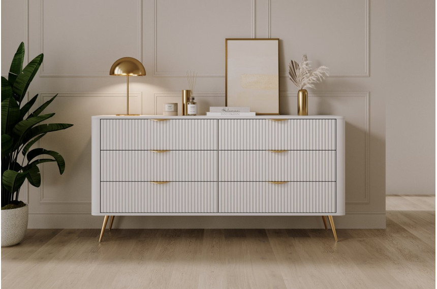 Комод Perfect Home Ланте / Lante з 6 шухлядами і золотими ніжками 6S/163 Білий
