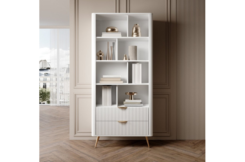 Стелаж Perfect Home Ланте / Lante 2S з 2 шухлядами і золотими ніжками Білий