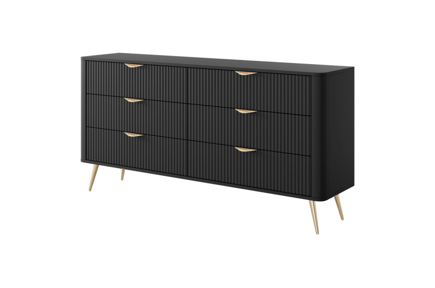 Комод Perfect Home Ланте / Lante з 6 шухлядами і золотими ніжками 6S/163 Чорний