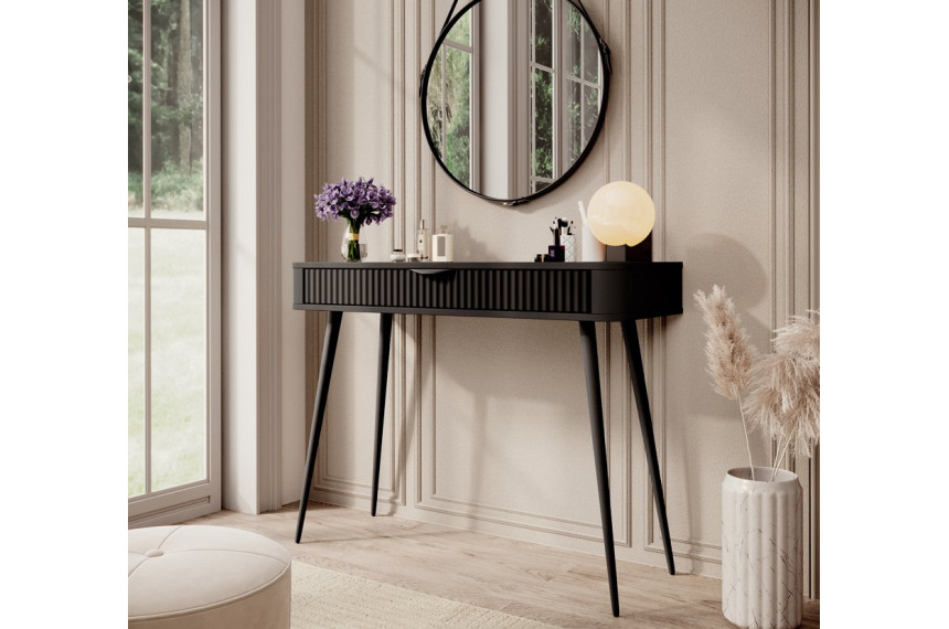 Стіл туалетний Perfect Home Ланте / Lante 1S/100 з 1 шухлядою і чорними ніжками Чорний