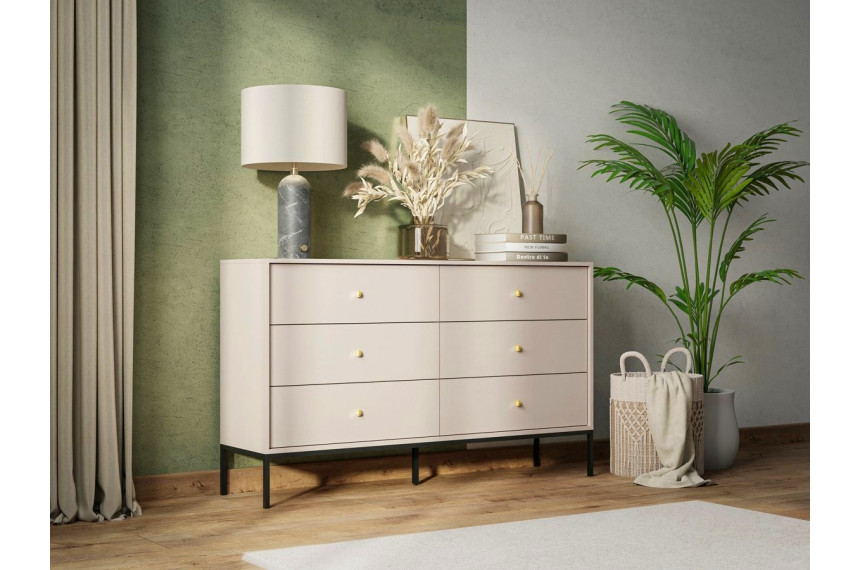 Комод Perfect Home Моно / Mono з 6 шухлядами і чорними ніжками MKS154 Беж пісочний