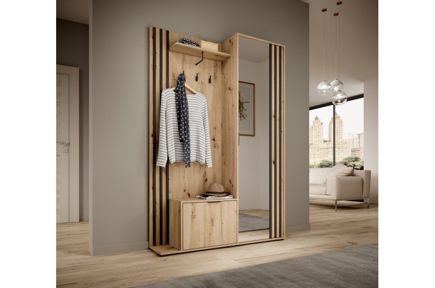 Передпокій з дзеркалом Perfect Home Неллі / Nelly 2-дверний Дуб артизан/чорний