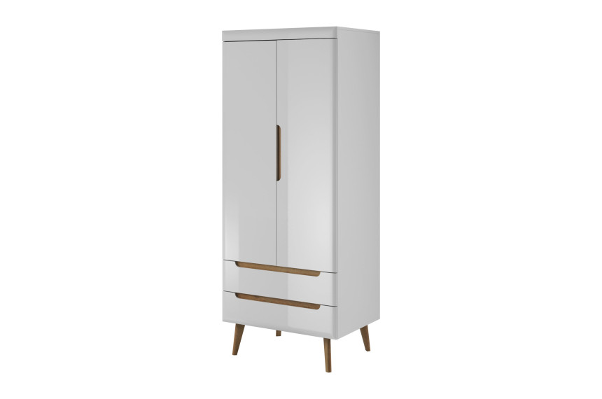 Шафа для одягу Perfect Home Норді / Nordi NSZ80 2-дверна Білий/білий глянець