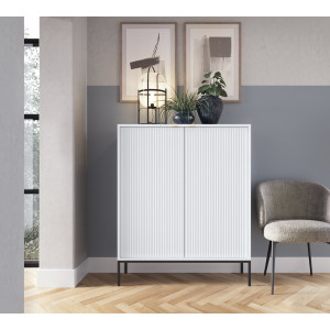 Комод високий Perfect Home Нова / Nova 2-дверний з чорними  ніжками K104 Білий
