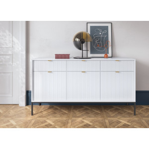 Комод Perfect Home Нова / Nova 3-дверний з 3 шухлядами і чорними ніжками KSZ154 Білий