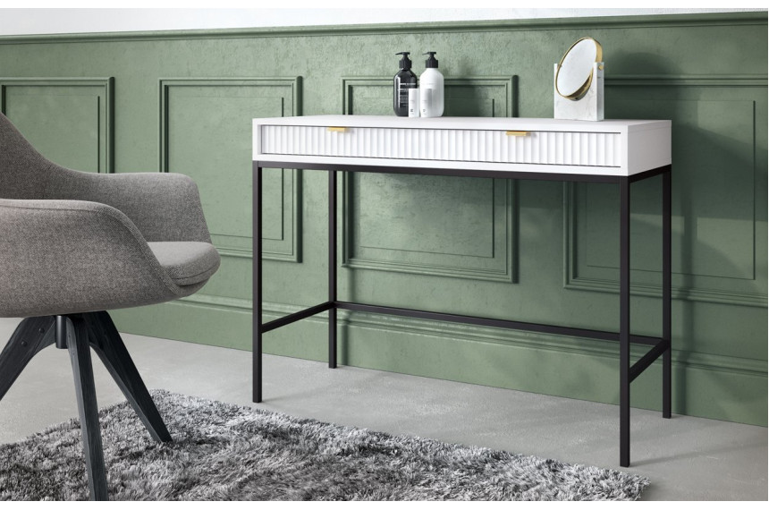 Стіл туалетний Perfect Home Нова / Nova з 2 шухлядами та чорними ніжками T104 Білий