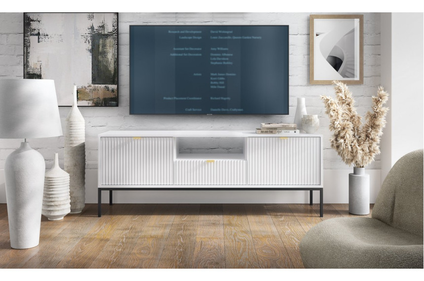 Тумба під телевізор Perfect Home Нова / Nova 2-дверна з 1 шухлядою і чорними ніжками RTV154 Білий