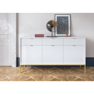 Комод Perfect Home Нова / Nova 3-дверний з 3 шухлядами і золотими ніжками KSZ154 Білий