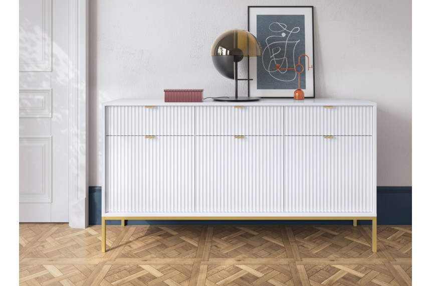 Комод Perfect Home Нова / Nova 3-дверний з 3 шухлядами і золотими ніжками KSZ154 Білий